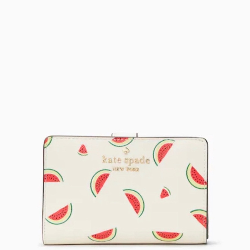 kate spade cream wallet with red & green watermelon print